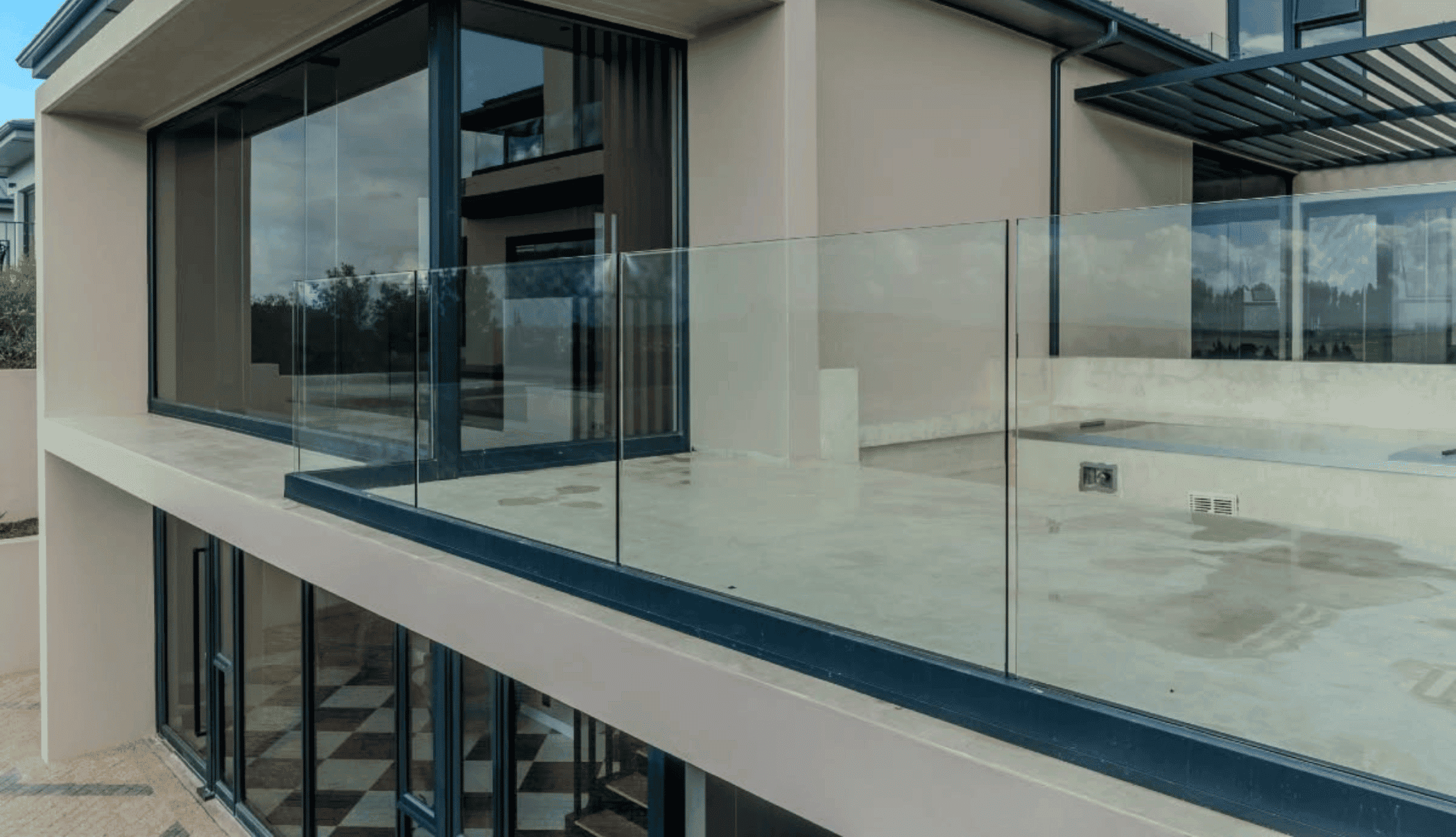 Frameless glass balustrade on residential balcony