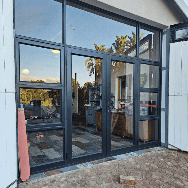 Aluminium and glass shopfront installation