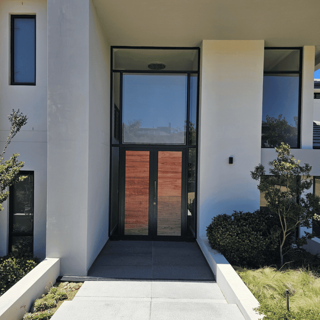 Custom aluminium entrance door installation